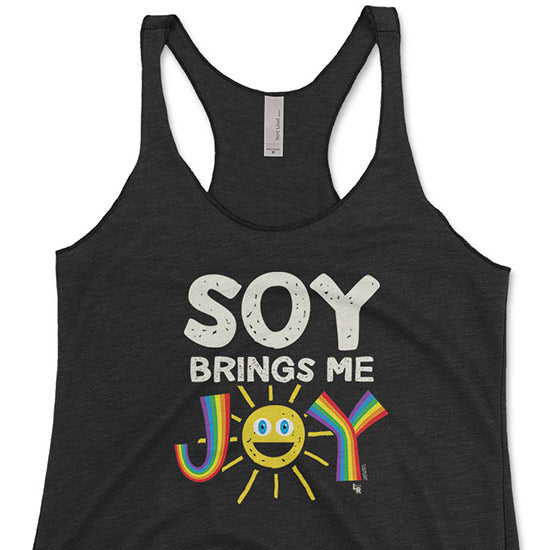 "Soy Brings Me Joy" Tri-blend Racerback Vegan Tank