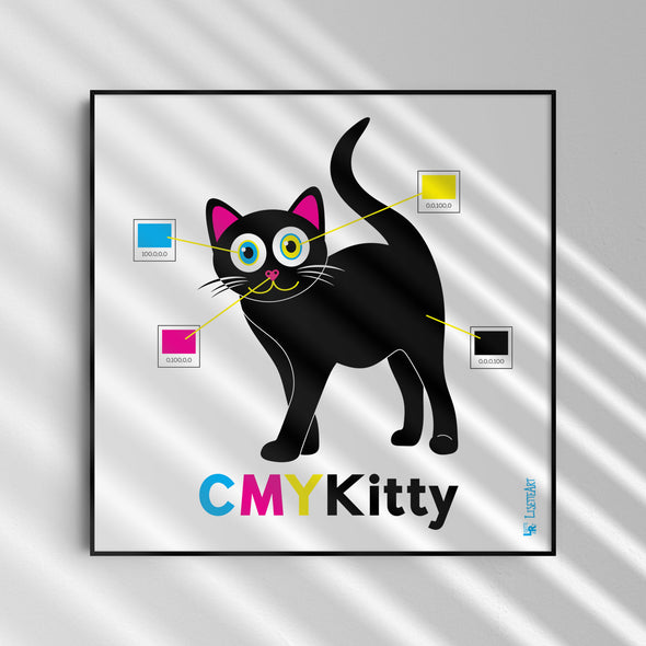 "CMYKitty" Funky Cat Art Print
