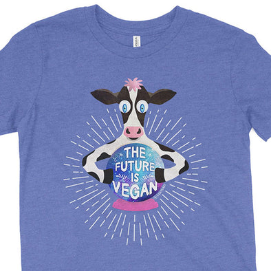 "The Future is Vegan" Kids Youth Crystal Ball Cow T-Shirt