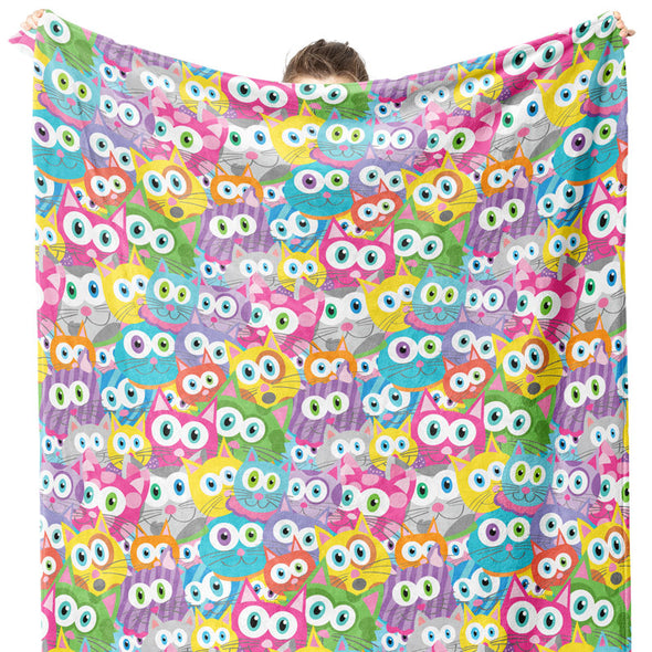 "Purrrballs!" Whimsical Cats Throw Blanket