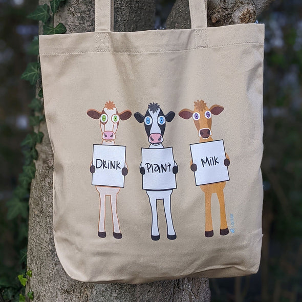 "Drink Plant Milk" Vegan Organic Cotton Tote Bag