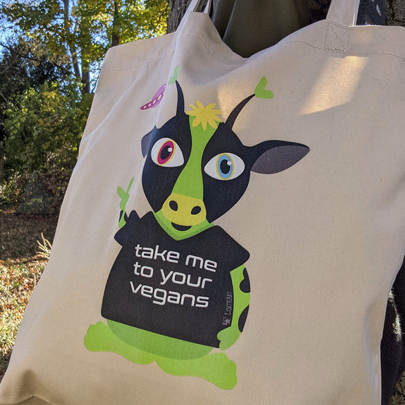"Take Me To Your Vegans" Organic Cotton Tote Bag