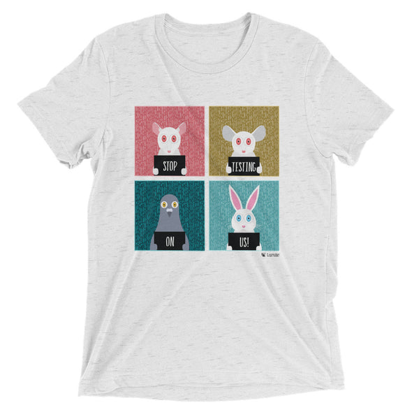 "Stop Animal Testing" Unisex Tri-blend T-Shirt