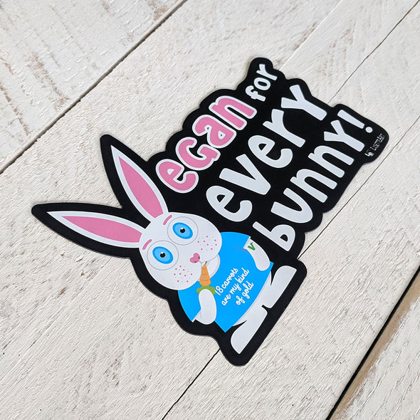 "Vegan for Everybunny!" Car Magnet, Bunny Rabbit Fridge Magnet