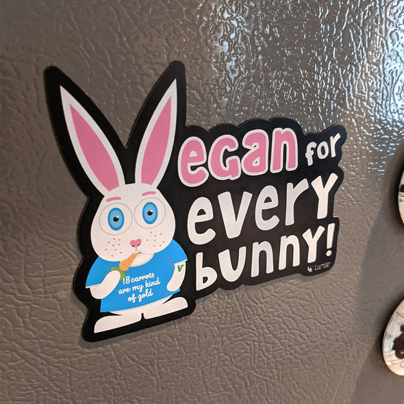 "Vegan for Everybunny!" Car Magnet, Bunny Rabbit Fridge Magnet