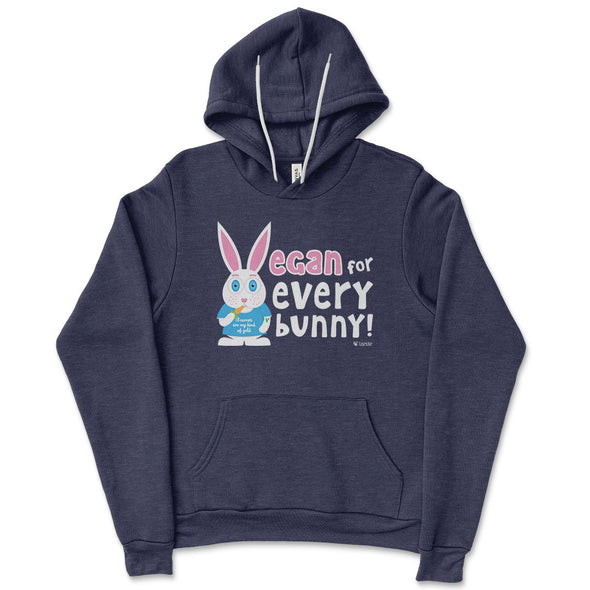 "Vegan for Everybunny!" Unisex Lightweight Fleece Bunny Rabbit Hoodie Sweatshirt