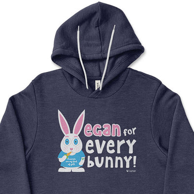"Vegan for Everybunny!" Unisex Lightweight Fleece Bunny Rabbit Hoodie Sweatshirt