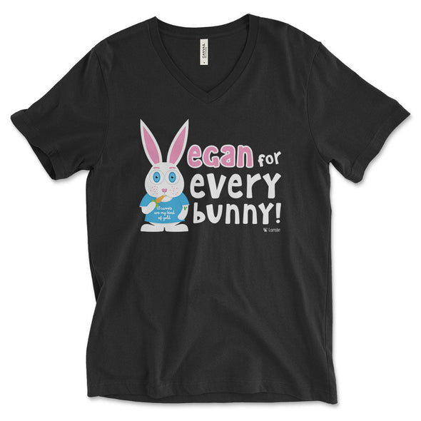 SALE "Vegan for Everybunny!" Unisex V-Neck Bunny Rabbit T-Shirt