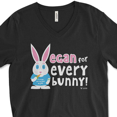 SALE "Vegan for Everybunny!" Unisex V-Neck Bunny Rabbit T-Shirt
