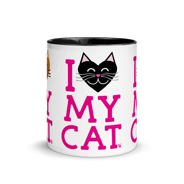 "I Love My Cat" Coffee Mug with Color Accents