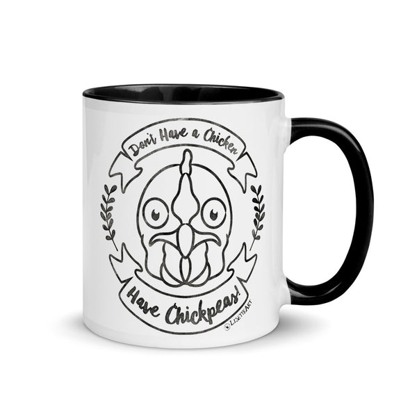 "Don't Have a Chicken, Have Chickpeas!" Coffee Mug with Color Accents