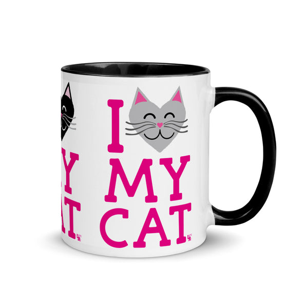 "I Love My Cat" Coffee Mug with Color Accents