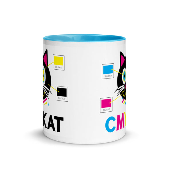 "CMYKat" Cat Coffee Mug with Color Accents