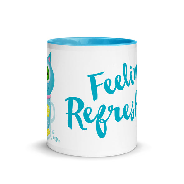 "Feeling Refreshed" Cat Coffee Mug with Color Accents
