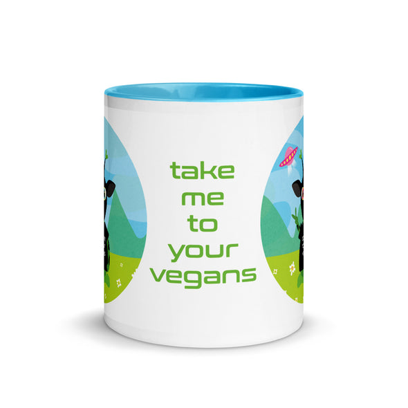 "Take Me To Your Vegans" Alien Coffee Mug with Color Accents