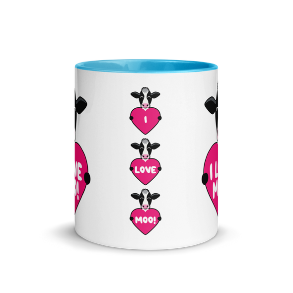 "I Love Moo!" Cow Coffee Mug with Color Accents