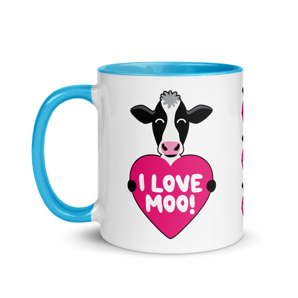 "I Love Moo!" Cow Coffee Mug with Color Accents