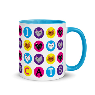 "I 💜 Love 💜 Cats" Coffee Mug with Color Accents