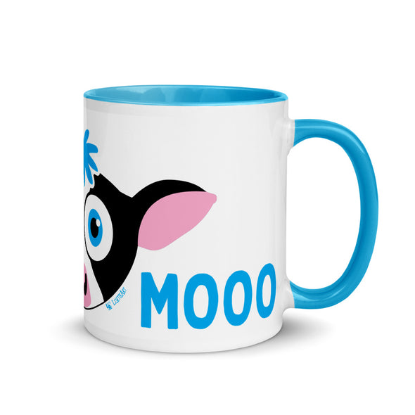 "Meow Mooo" Cat and Cow Coffee Mug with Color Accents