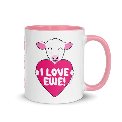 "I Love Ewe!" Sheep Coffee Mug with Color Accents