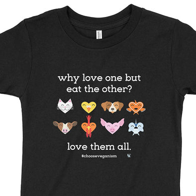 "Why Love One but Eat the Other?" Vegan Kids T-Shirt